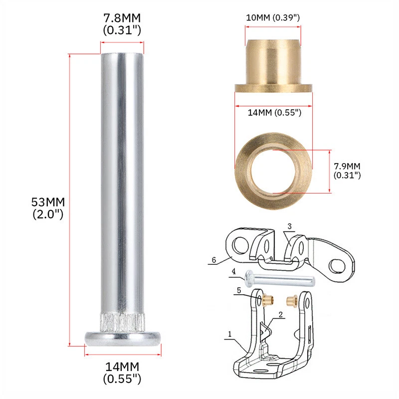 Pino e bucha de dobradiça de porta para picape 97-05 Nissan Navara D22 Frontier Ute - Imagem 2 de 4