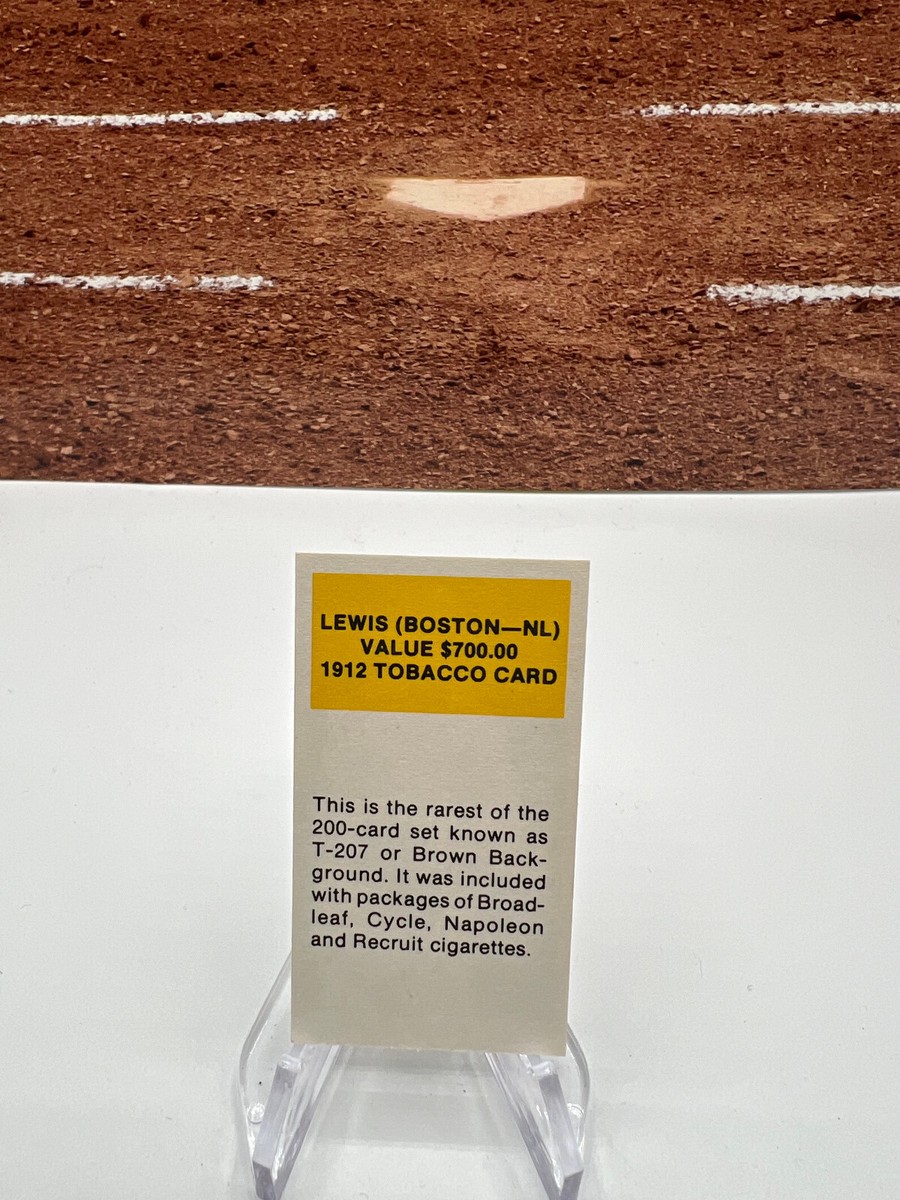 lewis 1912 tobacco card value 1912 Replica Tobacco Card Irving Lewis #T-207 Boston NL Rarest Of The 200  Cards