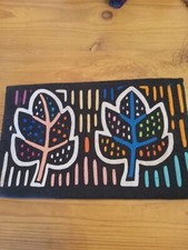 Vintage Embroidered Cotton Clutch Bag - Measures 7 X 11"