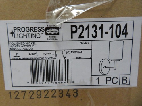 Progress Lighting Replay 5-1/4" Polished Nickel Etched White Glass Vanity Light - Picture 6 of 7