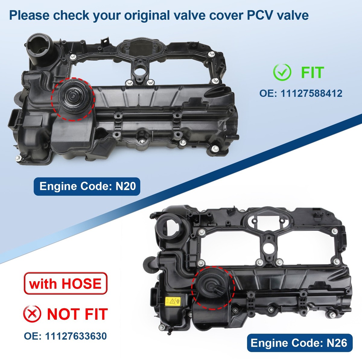 ALUMINUM Valve Cover Kit for 12-18 BMW N20 320i 328i 528i X3 X5 X1