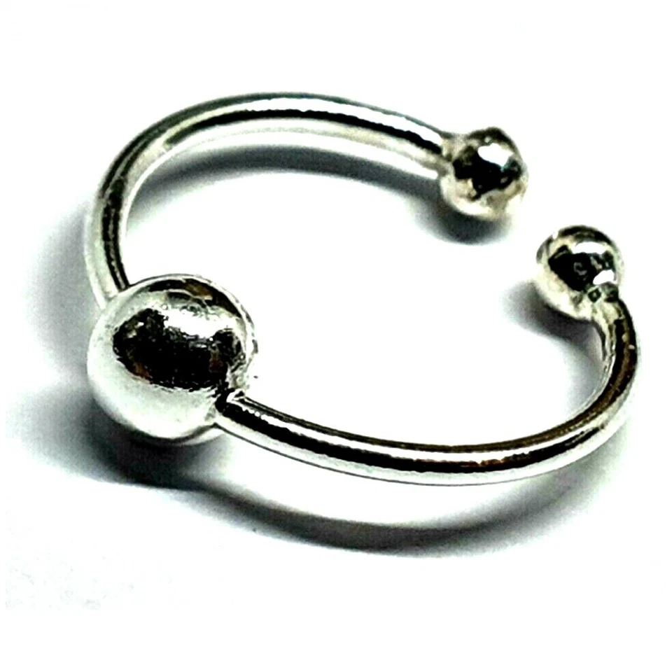 Anello naso clip labbro argento sterling 925 setto 3 mm sfera cerchio dormien... - Immagine 2 di 4