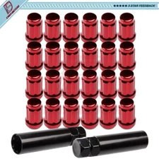 24 Red 6-Spline 12x1.5 Lug Nut + 2 Key For Toyota Tacoma Land Cruiser Highlander