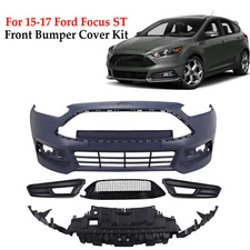Front Bumper Cover Kit W/ Upper Grill For 2015-2018 Ford Focus ST Replacement
