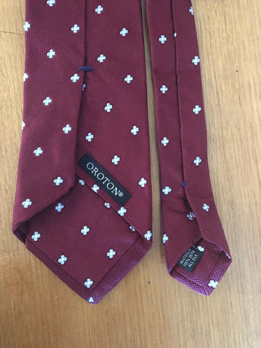 Oroton Australia 100% Silk Tie - Handmade in Australia - Burgundy Floral |  eBay