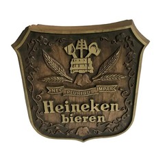 Heineken Bieren Wall Plaque Beer Sign Faux Wood "Nec Pluribus Impar"