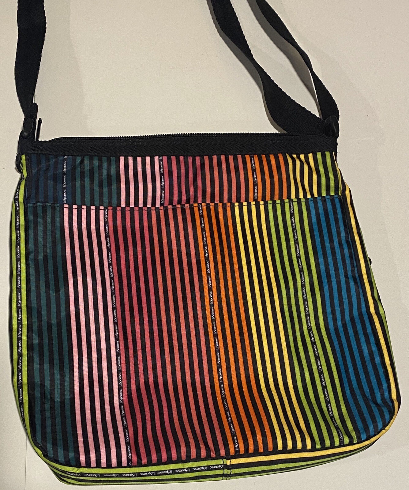 LeSportsac Candace North South Cross Body Rainbow Pinstripe Purse Bag eBay