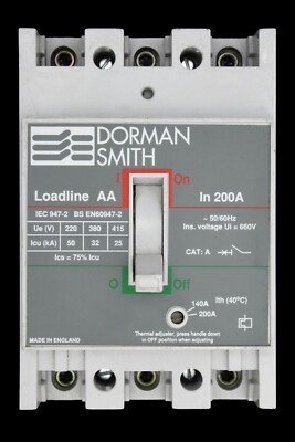 DORMAN SMITH 200 AMP 25kA DREIPOLIG MCCB LOADLINE AA LLBAAT200