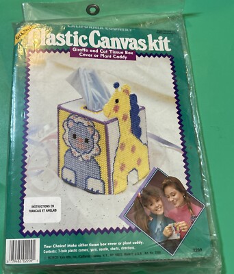 California Country Plastic Canvas Kit Giraffe And Cat Tissue Box Cover Or Caddy