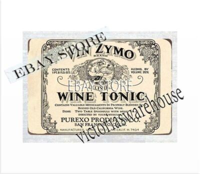 1930s Vin Zymo wine tonic, Purexo Products tin sign San Francisco art work walls