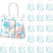 Teling 20 Packs Dog Paw Clear PVC Gift Bags with 1 Count (Pack of 1), Blue 