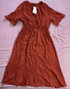 orange button front dress