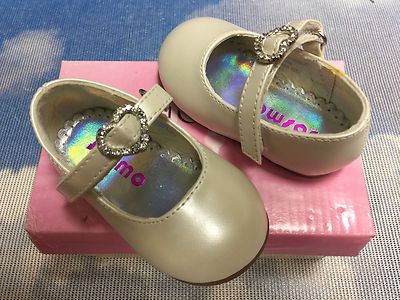 Josmo Girls Beige Pearlized V Strap Mary Janes Dress Shoe Infant Size 1, 