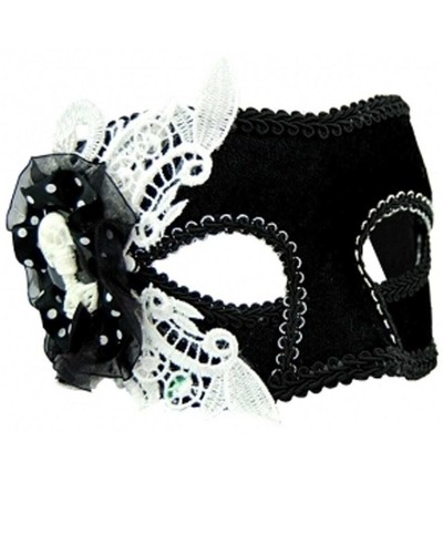 AS437 Black Lace Masquerade Eye Mask Venetian Mardi Gras Burlesque Showgirl - Picture 2 of 2