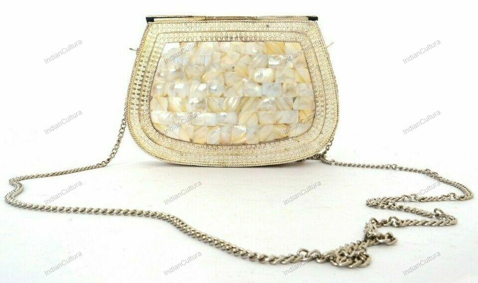 SAOLA Madreperla Oro Look Donna Alla Moda Mano Borsa Metallo Frizione Fionda Borsa