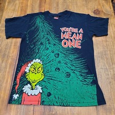 Vintage Dr. Seuss The Grinch 2001 Movie Promo All Over Print Crewneck T-shirt M