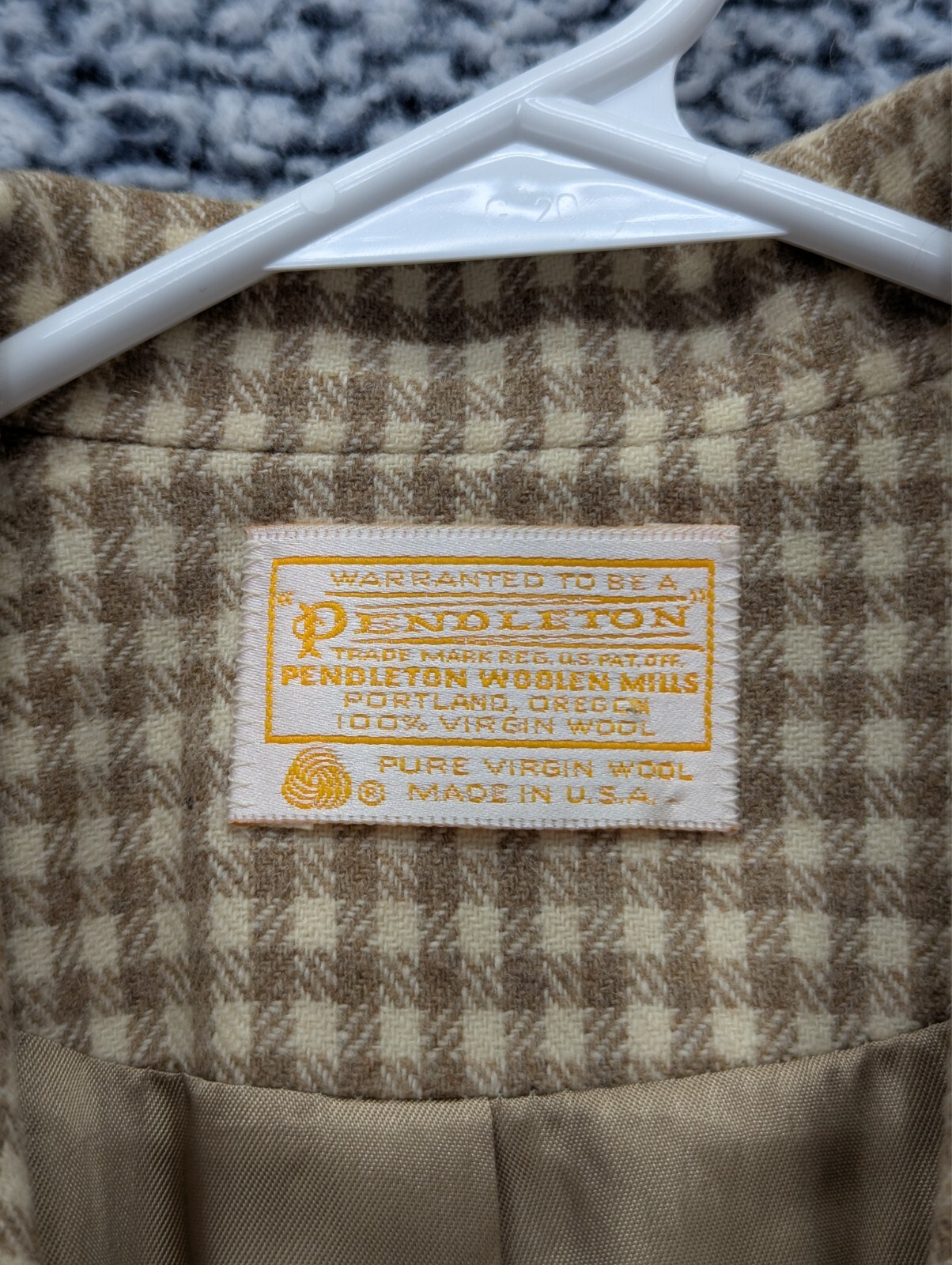 VTG Pendleton Blazer Womens 12 Tall 100% Wool Academia Preppy Check Tweed Beige