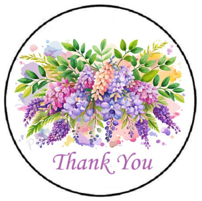 WISTERIA THANK YOU ENVELOPE SEALS LABELS STICKERS PARTY FAVORS