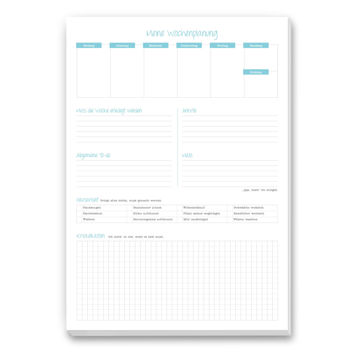 Notizblock Meine Wochenplanung I DIN A4 I 50 Blatt I To-Do-Liste I dv297