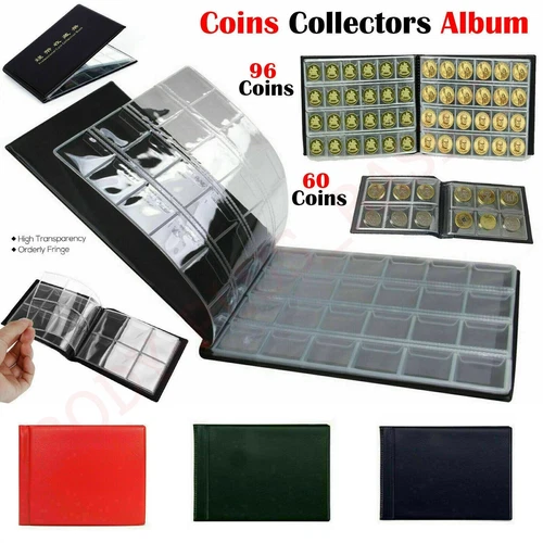 60/ 90/ 240 ALBUM COIN Book Coins Collection Folder Holders Pocket Collector UK