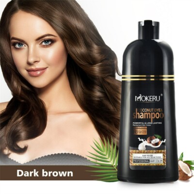 Mokeru Black/Brown Hair Color Instant Hair Dye Shampoo Natural