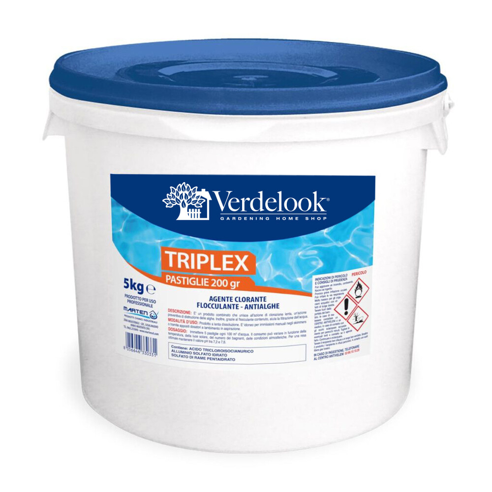 VERDELOOK Triplex Cloro in pastiglie da 200 gr confezione da 5 kg
