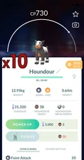 10x Houndour Pokemon Bundle !! Good Chance of Lucky and Good IVs !! Go