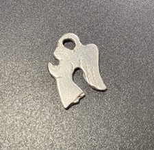 Sterling Silver Praying Angel Charm Pendant Etched Wings Religious