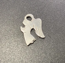 Sterling Silver Praying Angel Charm Pendant Etched Wings Religious