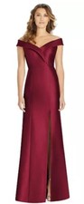 ALFRED SUNG Off-The-Shoulder Satin Gown NWT size 8-R Burgundy