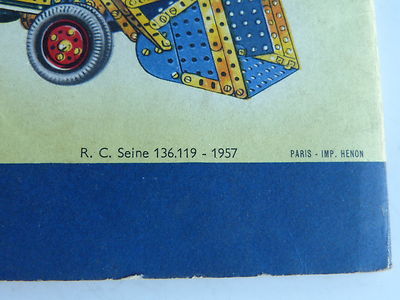 Manuel Meccano Ancien Modèle 5A De 1957 Très Bon état