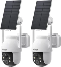 ieGeek Solar Camera Outdoor Wireless, 2K WiFi Cameras for Home Security 2 Pack