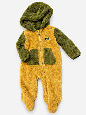 Eddie Bauer Baby 3-6M Sherpa Fleece Hooded Footed Bunting Tan Olive NWOT