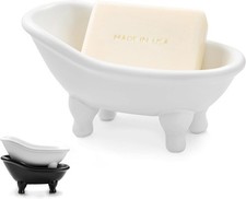 1piece 5.6" White Ceramic Mini Bathtub Soap Dish Small Planter Makeup Organizer