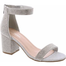 TOP Moda Silver Delia-80 Ankle Strap Rhinestone High Heel Sandal