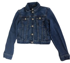 GAP Kids Denim Trucker Jacket Unisex Youth Medium 8-9 Dark Wash Blue Classic