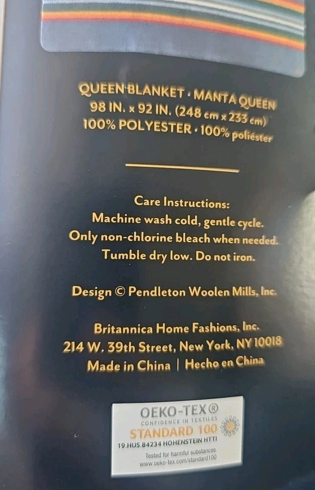 Manta Pendleton Sherpa Queen - Rayas Marinas Azul Suave y Acogedora Nueva Foto 2 de 2