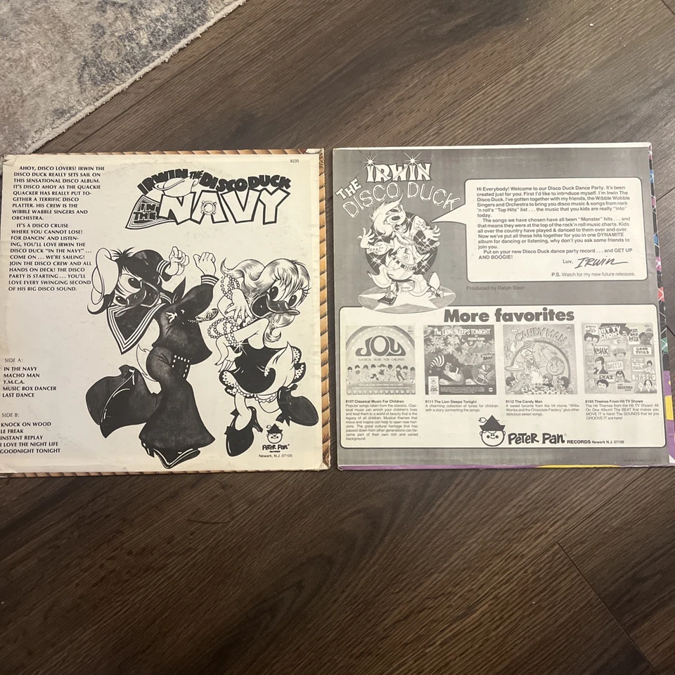 VTG Disco Duck Dance Party LP Record Vinyl Album Irwin in the navy 2 pack lot Foto 4 de 4