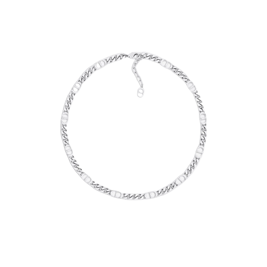 Dior CD Icon Thin Chain Link Necklace Silver Finish Brass