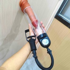 Vacuum Penis Pump Extender Enlargement with Pressure Gauge Power Up for Male Big