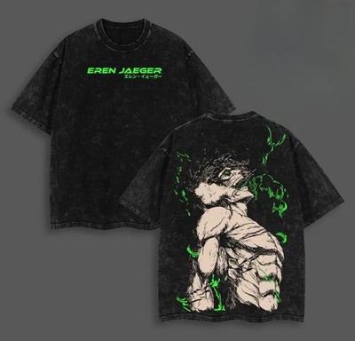 Eren Yeager Vintage T-Shirt AOT Anime Streetwear