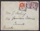 GB 1897 QV Cover mixed franking Weybridge to Toronto Canada