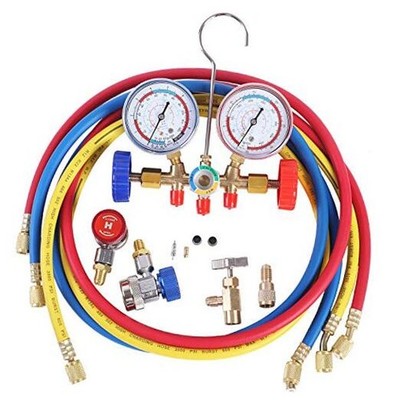  3 Way AC Manifold Gauge Set, HVAC Diagnostic Charging Tool for Auto Household 
