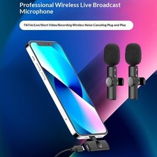 K8 K9 Wireless Lavalier Mic 1 to 2 for Phone Video Recording Live Streaming