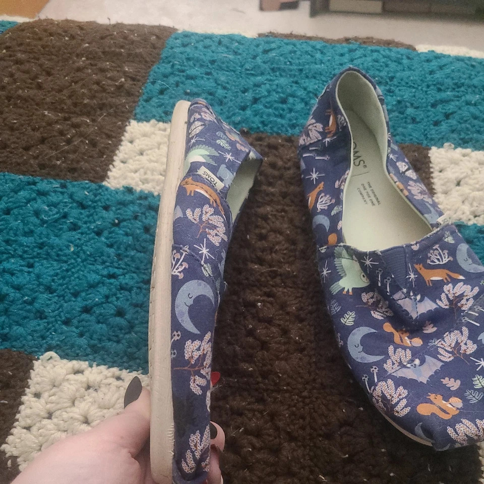 Туфли TOMS Twilight Blue Woodland Creatures Alpargata размер 9 синие животные сова лиса - Изображение 4 из 4