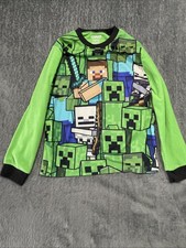 Minecraft Pajama Shirt 10/12 Green - Boys
