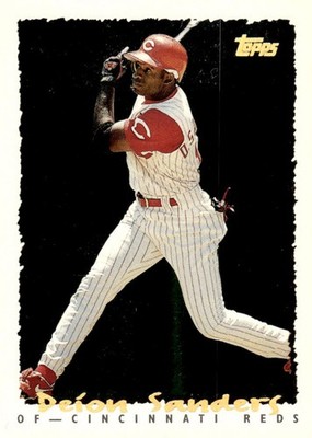 1995 Topps #297 Deion Sanders CyberStats (Spectralight)