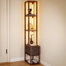 Stehlampe Wohnzimmer moderne LED Standlampe mit Regalen, Stoffschublade
