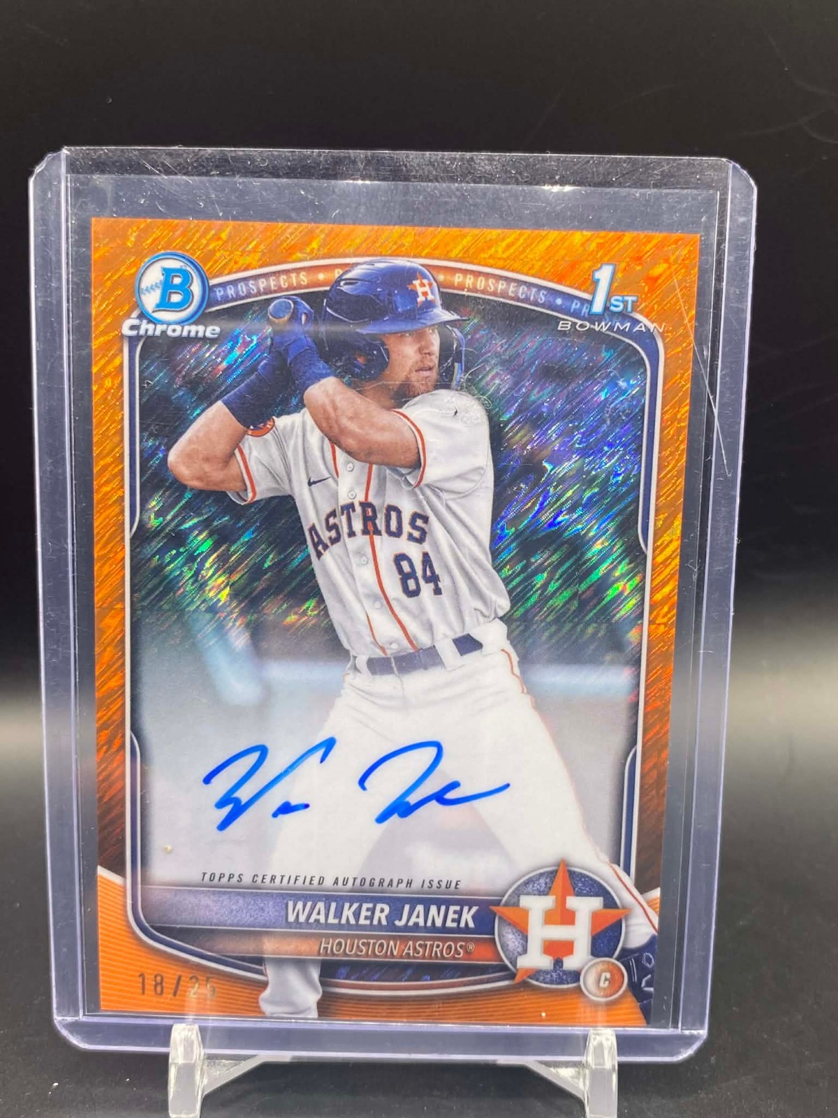 2025 Bowman Chrome Orange Shimmer Refractor #CPA-WJA Walker Janek RC Auto /25
