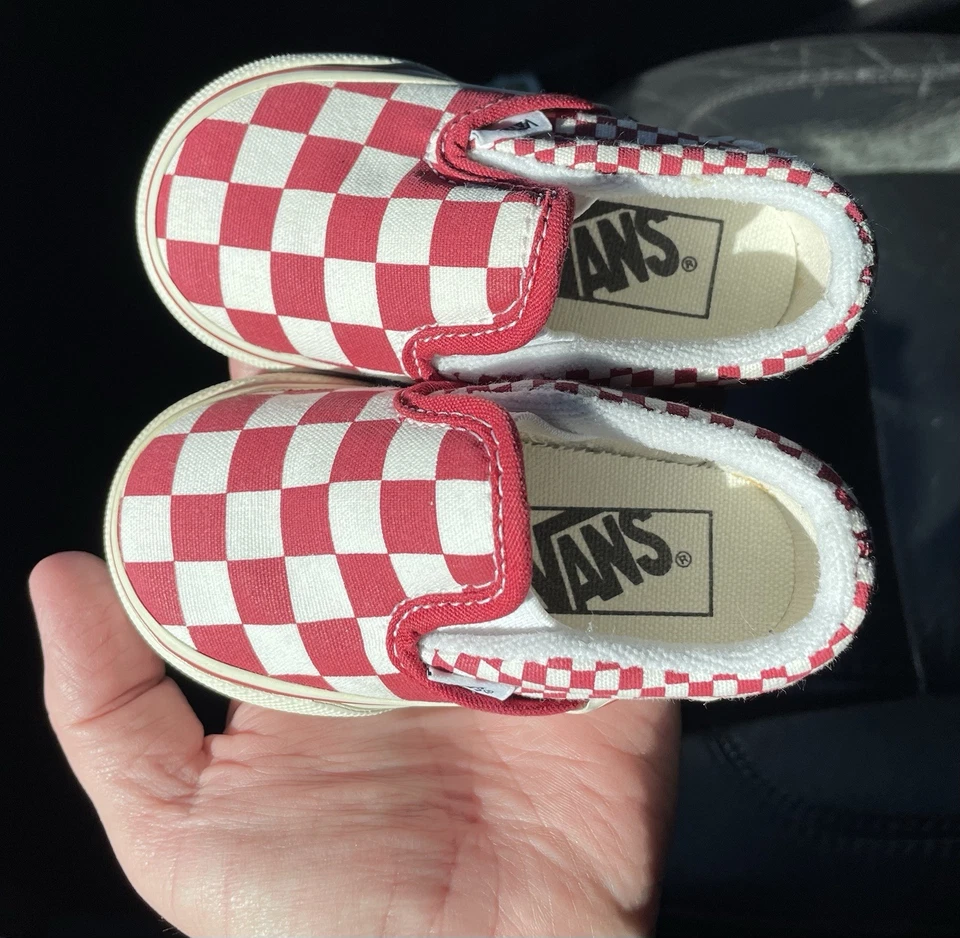 Vans Off The Wall Checkerboard Rojo Blanco Niño Pequeño Talla 4.5 Tenis Zapatos Bonitos Foto 3 de 4